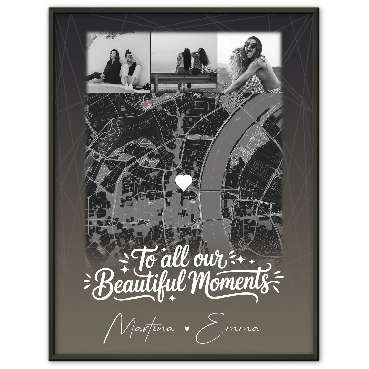 Beste Freundinnen Poster personalisiert mit 4 Fotos & Karte als Geschenk