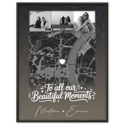 Beste Freundinnen Poster personalisiert mit 4 Fotos & Karte als Geschenk