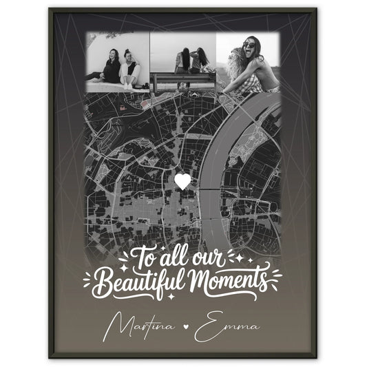 Beste Freundinnen Poster personalisiert mit 4 Fotos & Karte als Geschenk