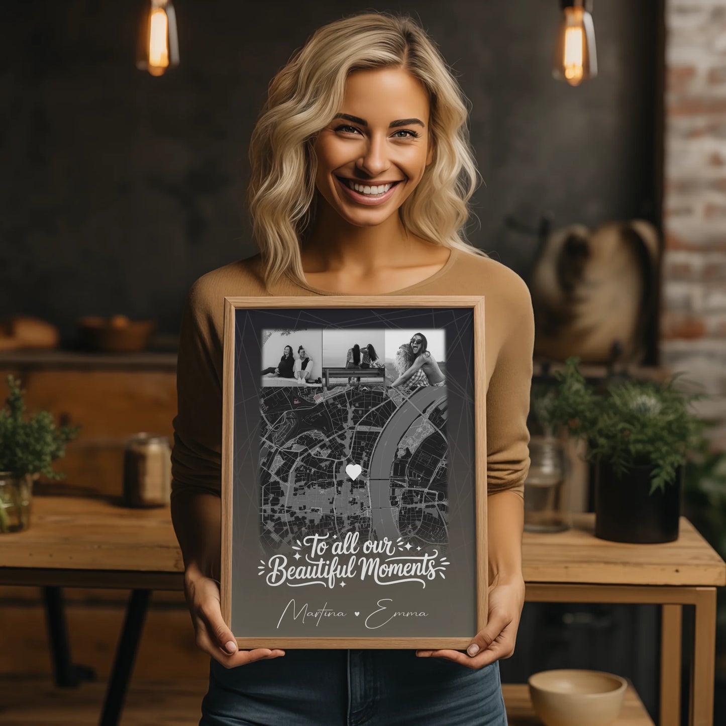 Beste Freundinnen Poster personalisiert mit 4 Fotos & Karte als Geschenk