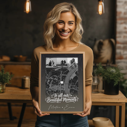 Beste Freundinnen Poster personalisiert mit 4 Fotos & Karte als Geschenk