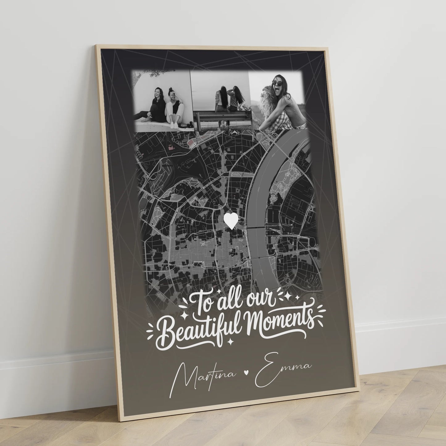 Beste Freundinnen Poster personalisiert mit 4 Fotos & Karte als Geschenk