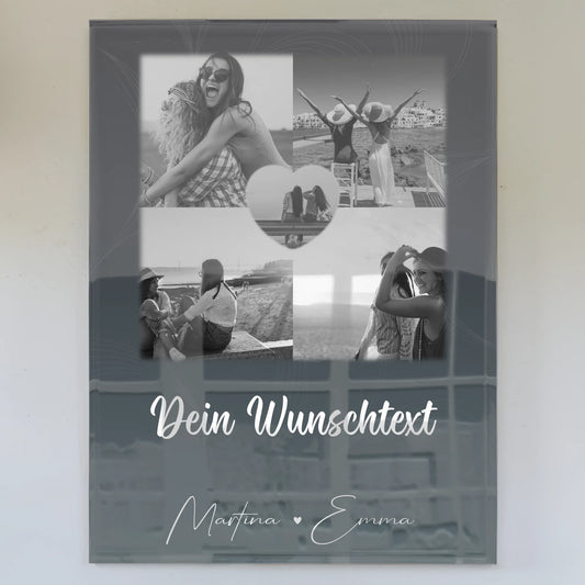 Fotogeschenk beste Freundin mit 4 Fotos Herz Wunschtext personalisiert