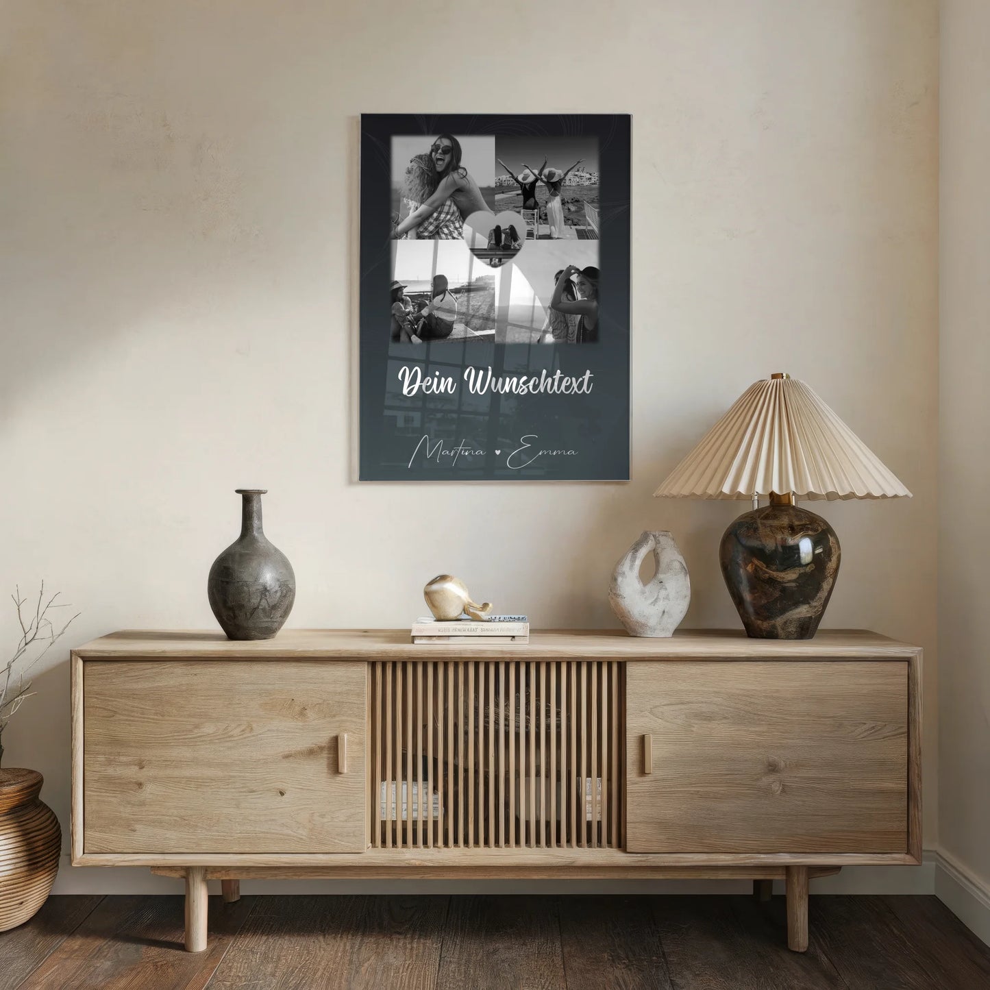 Fotogeschenk beste Freundin mit 4 Fotos Herz Wunschtext personalisiert