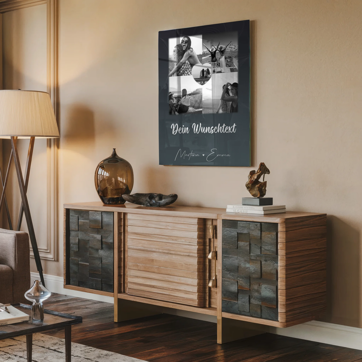 Fotogeschenk beste Freundin mit 4 Fotos Herz Wunschtext personalisiert