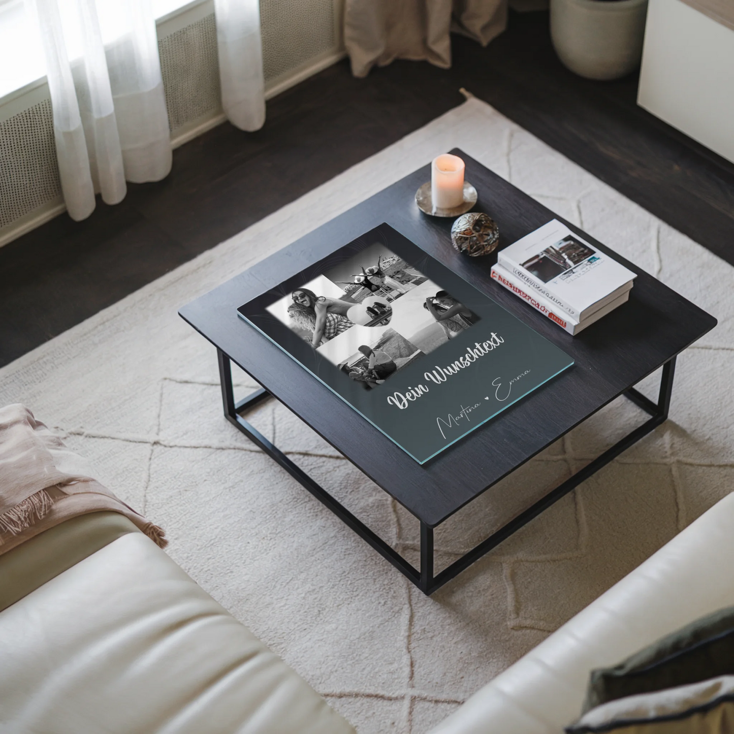 Fotogeschenk beste Freundin mit 4 Fotos Herz Wunschtext personalisiert