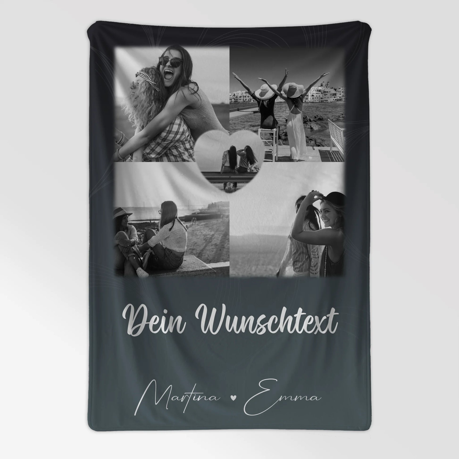 Decke beste Freundin mit 4 Fotos 1 Herz Wunschtext Buusenfreundin personalisiertes Geschenk 7