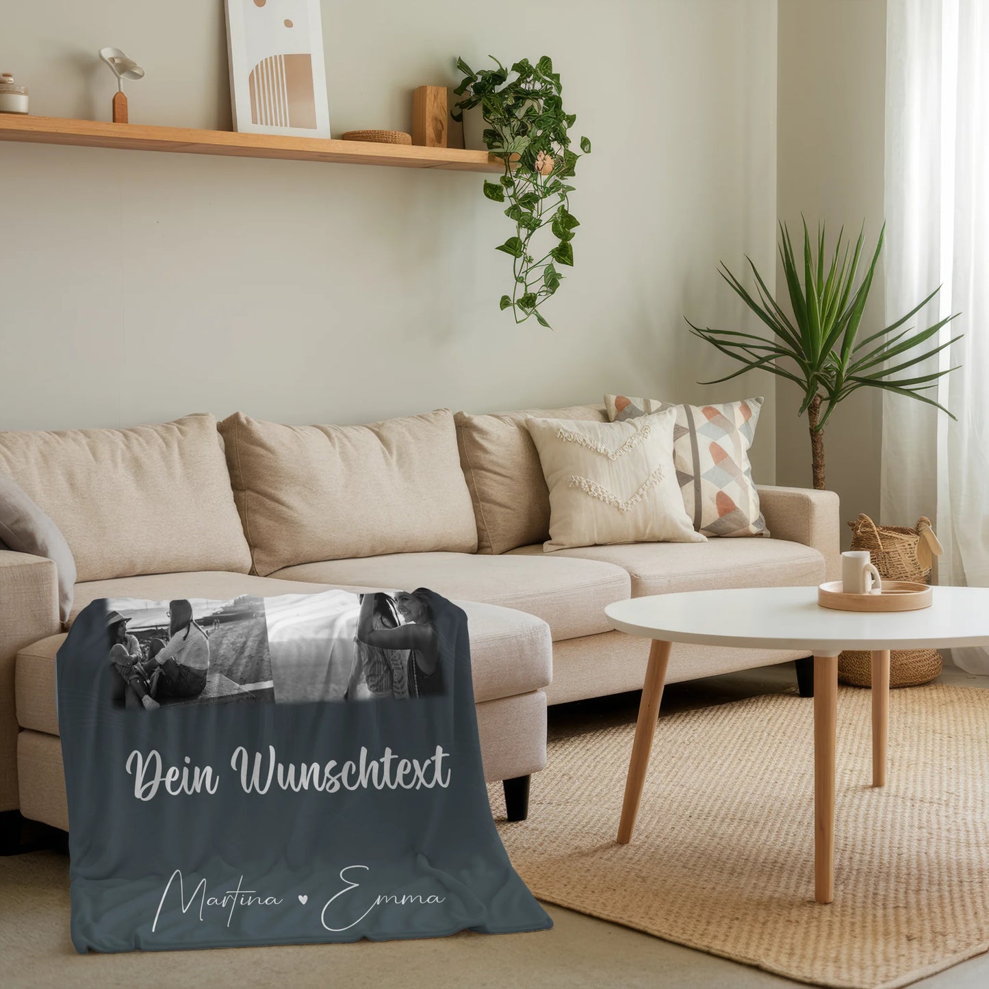 Decke beste Freundin mit 4 Fotos 1 Herz Wunschtext Buusenfreundin personalisiertes Geschenk 4