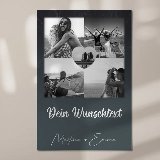 Freundinnen Bild Personalisiert Fotoboard mit 4 Fotos 1 Herz Wunschtext Buusenfreundin 1