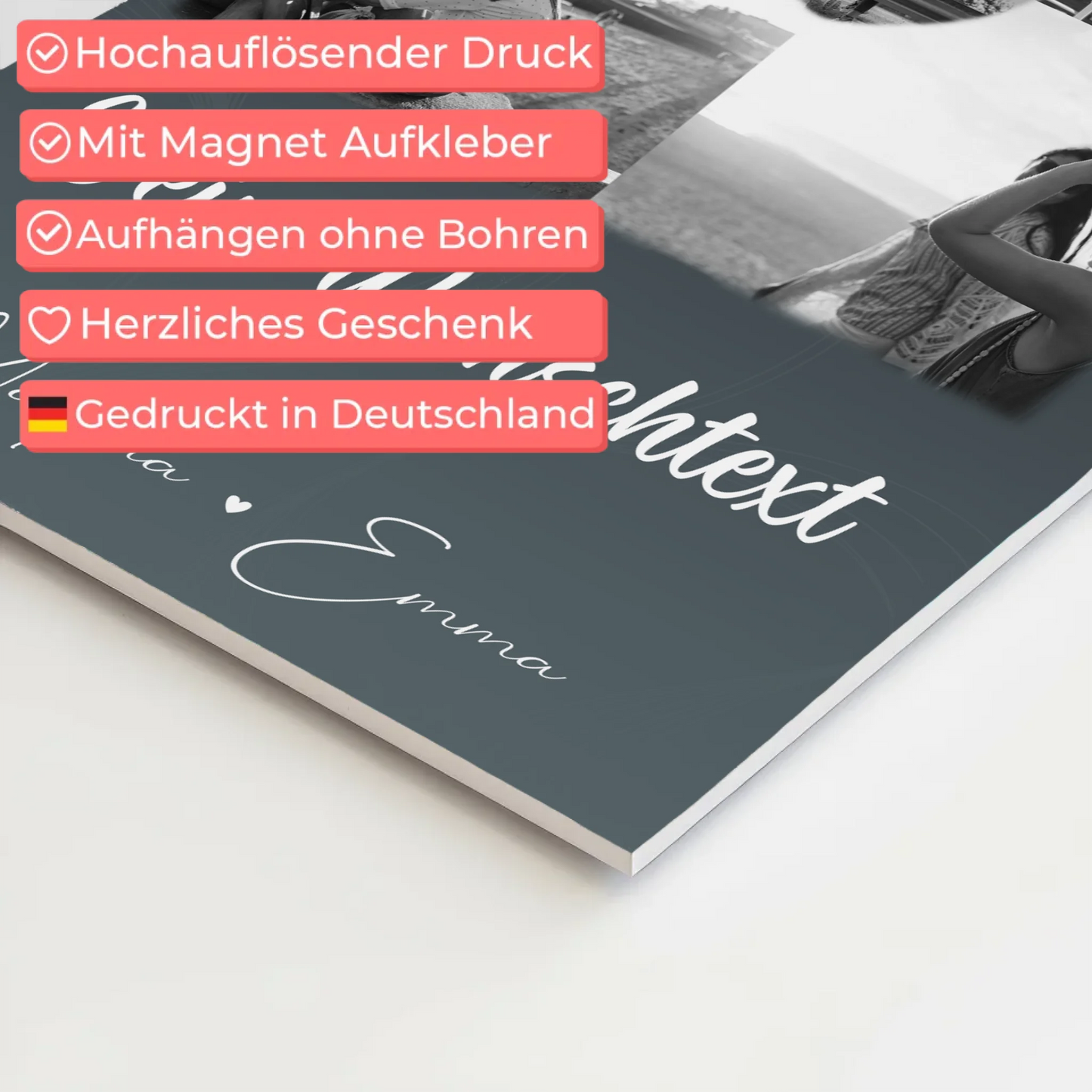 Freundinnen Bild Personalisiert Fotoboard mit 4 Fotos 1 Herz Wunschtext Buusenfreundin