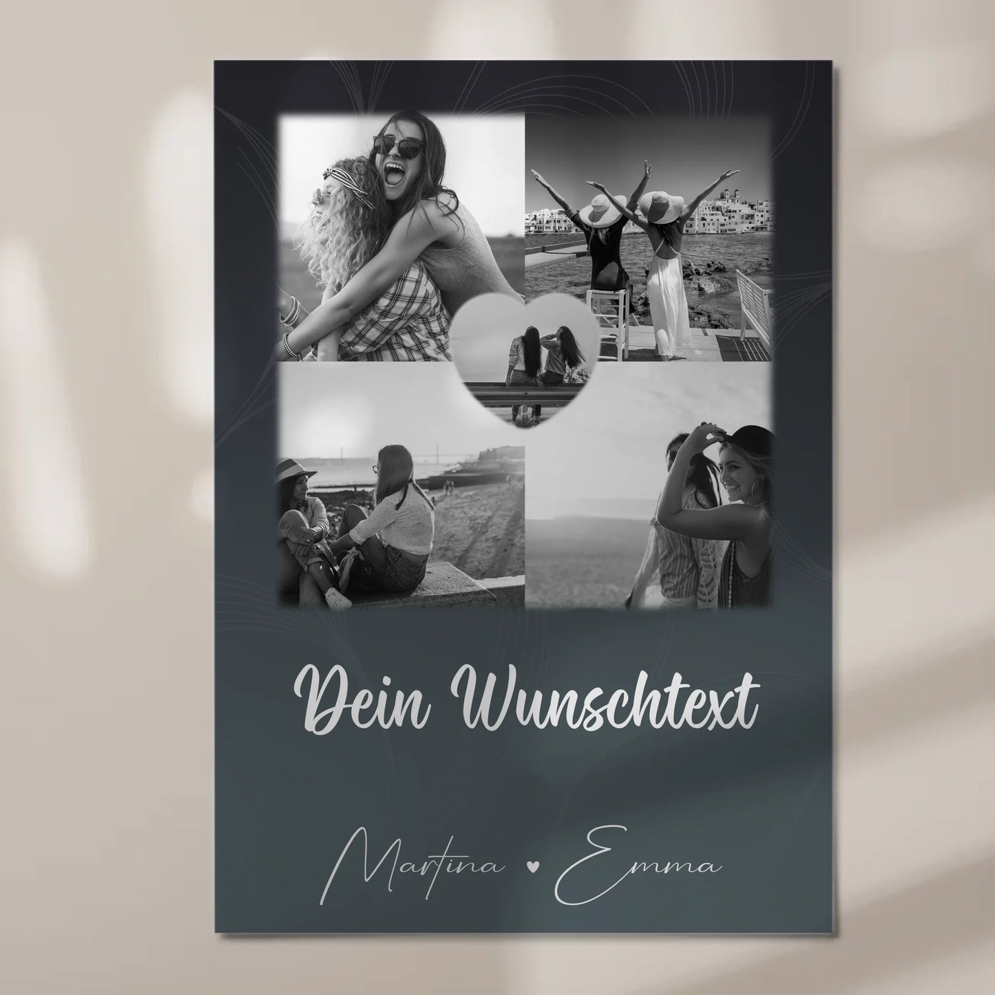 Freundinnen Bild Personalisiert Fotoboard mit 4 Fotos 1 Herz Wunschtext Buusenfreundin