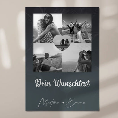 Freundinnen Bild Personalisiert Fotoboard mit 4 Fotos 1 Herz Wunschtext Buusenfreundin