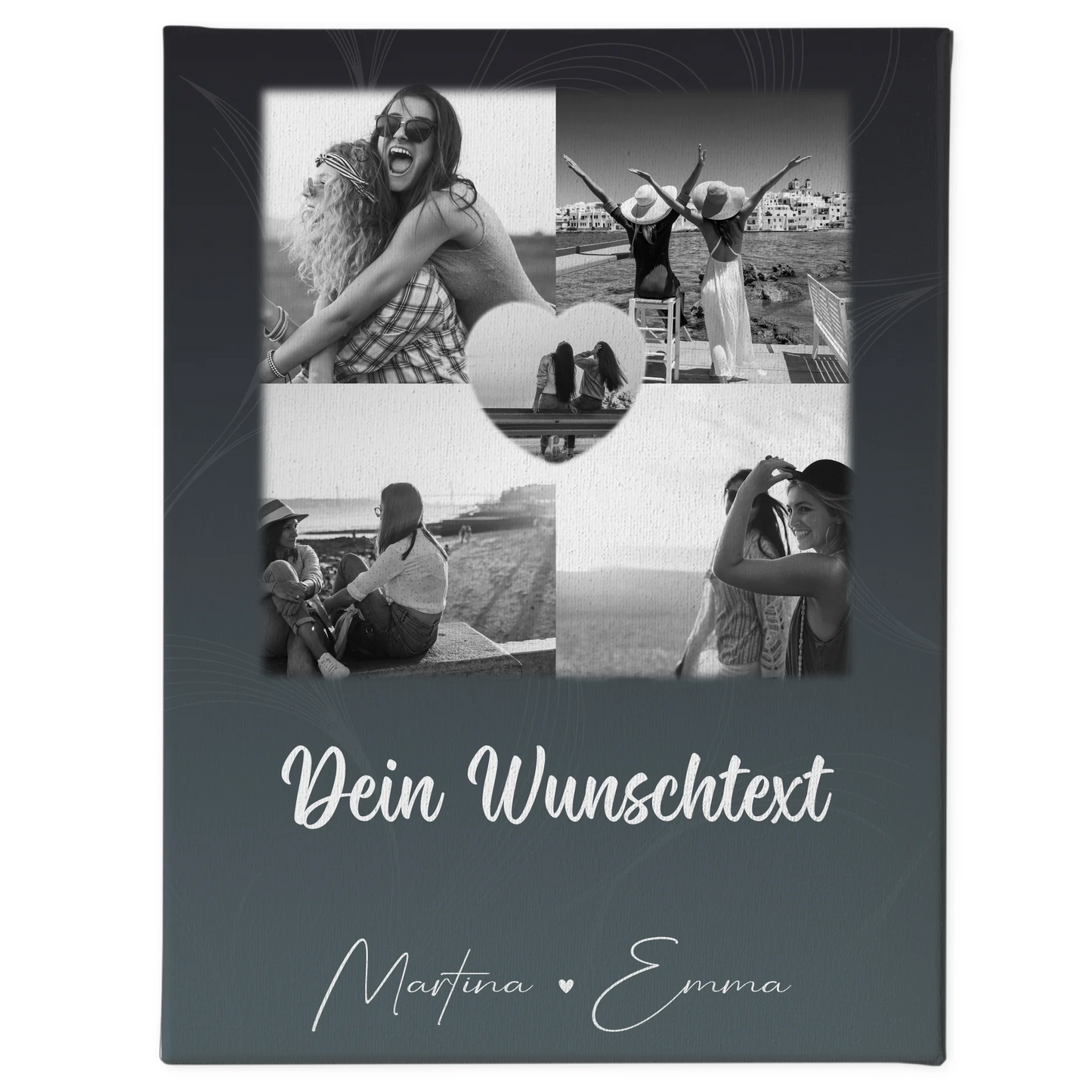 Leinwand beste Freundin mit 4 Fotos Herz Wunschtext Buusenfreundin 1
