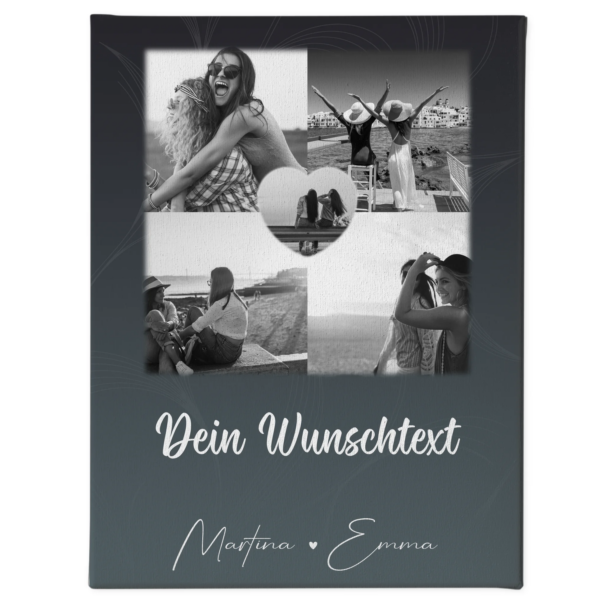 Leinwand beste Freundin mit 4 Fotos Herz Wunschtext Buusenfreundin 1