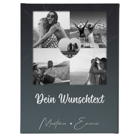 Leinwand beste Freundin mit 4 Fotos Herz Wunschtext Buusenfreundin 1