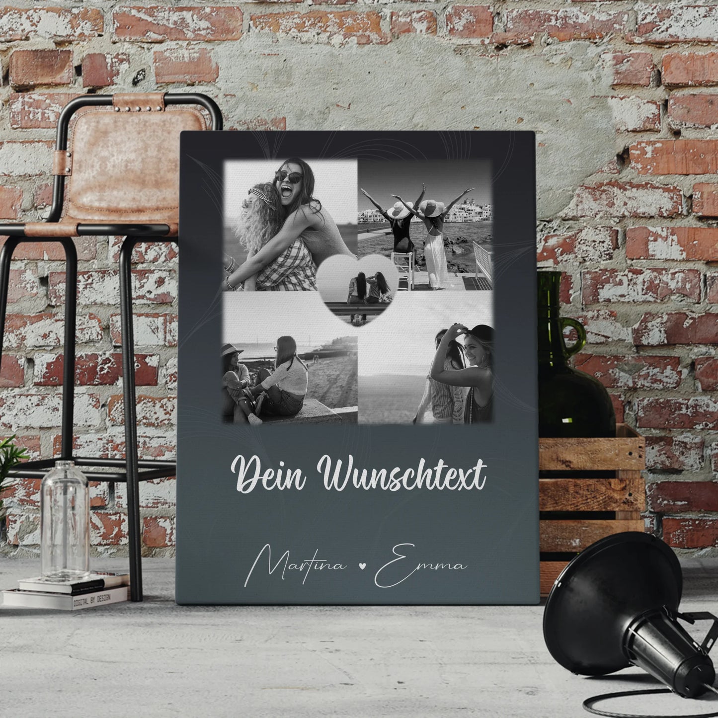 Leinwand beste Freundin mit 4 Fotos Herz Wunschtext Buusenfreundin 4