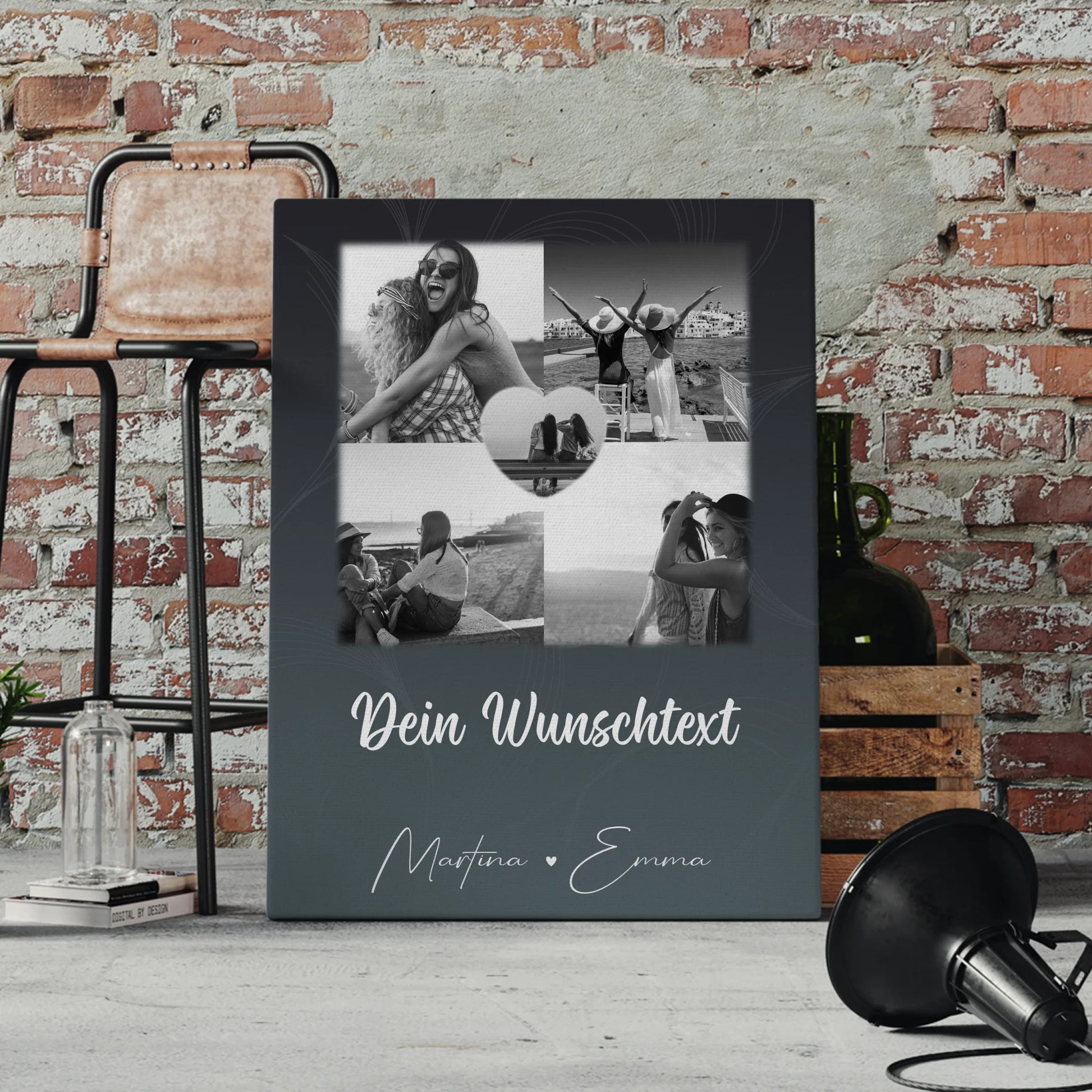 Leinwand beste Freundin mit 4 Fotos Herz Wunschtext Buusenfreundin 4