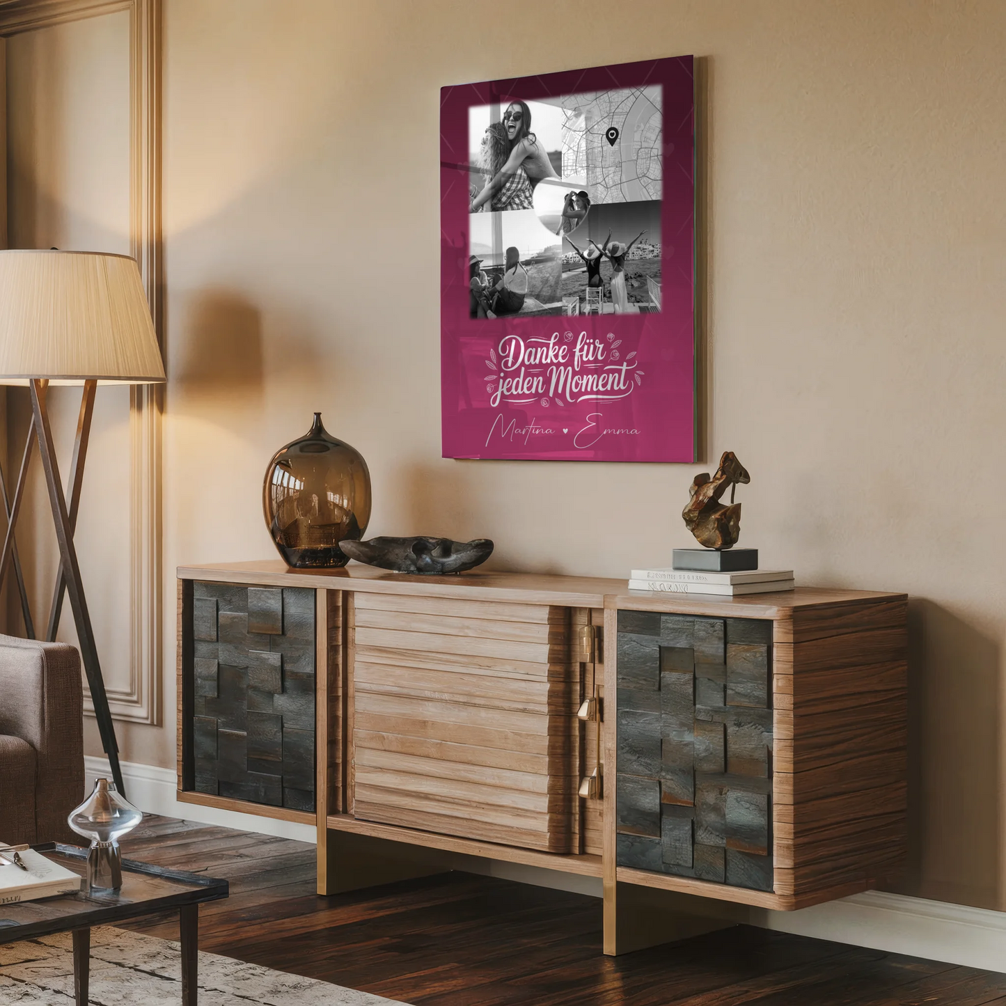 Personalisierte Fotogeschenke für beste Freundin mit 3 Fotos 1 Herz Foto Karte