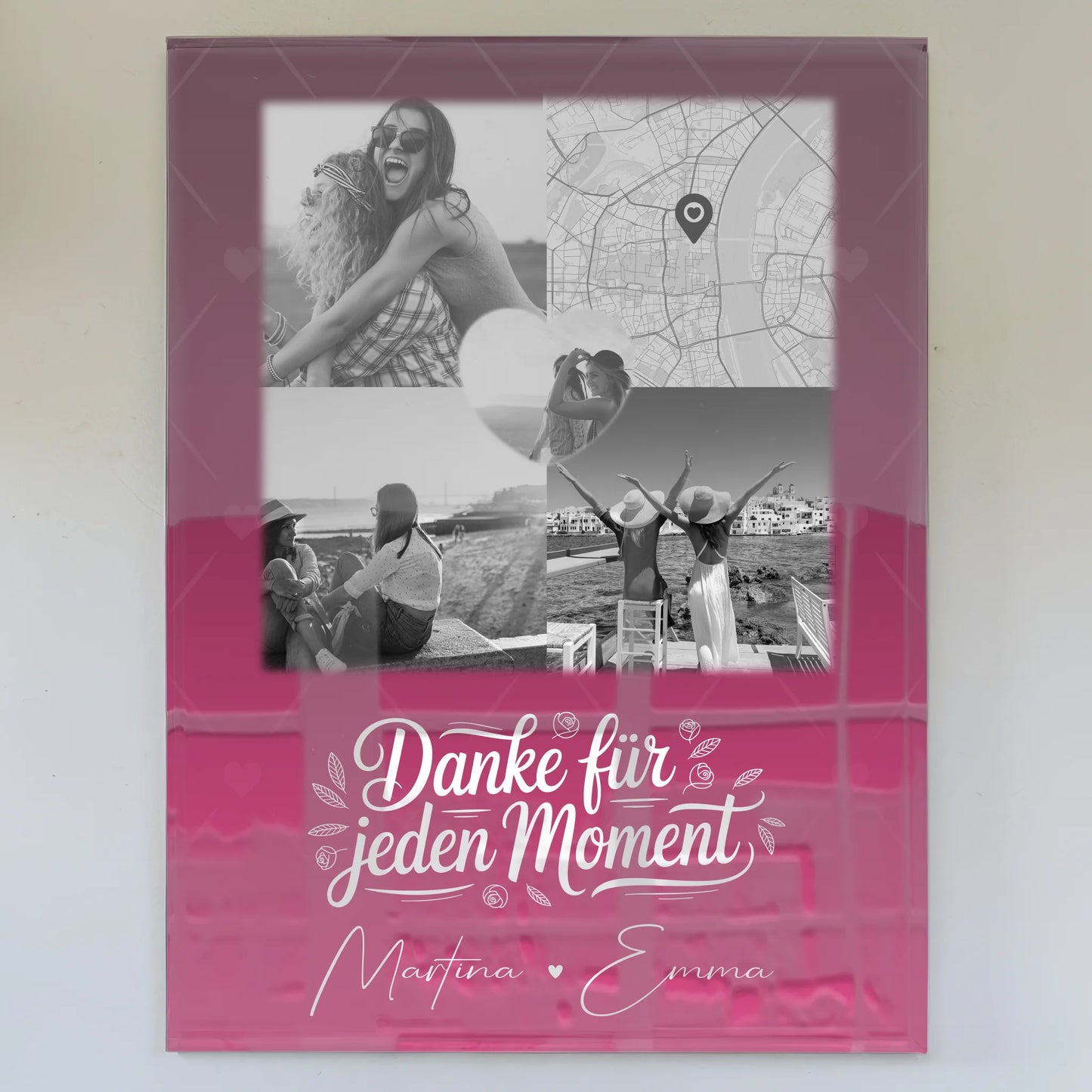 Personalisierte Fotogeschenke für beste Freundin mit 3 Fotos 1 Herz Foto Karte