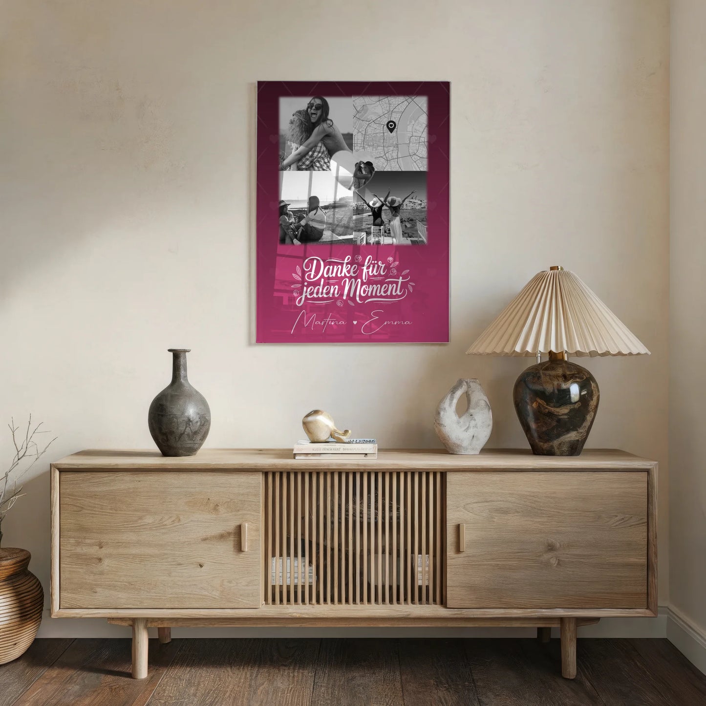 Personalisierte Fotogeschenke für beste Freundin mit 3 Fotos 1 Herz Foto Karte