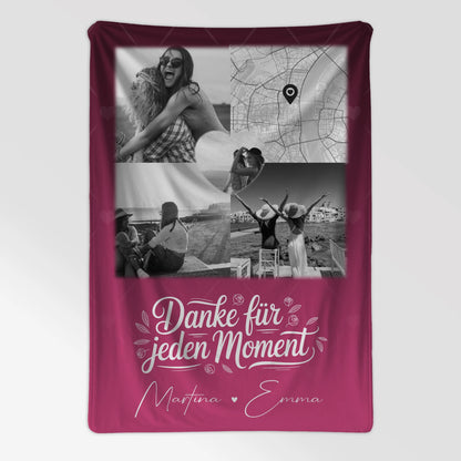 Personalisierte Namensdecke mit 3 Fotos Herz Foto und Karte für einzigartige Geschenke 7