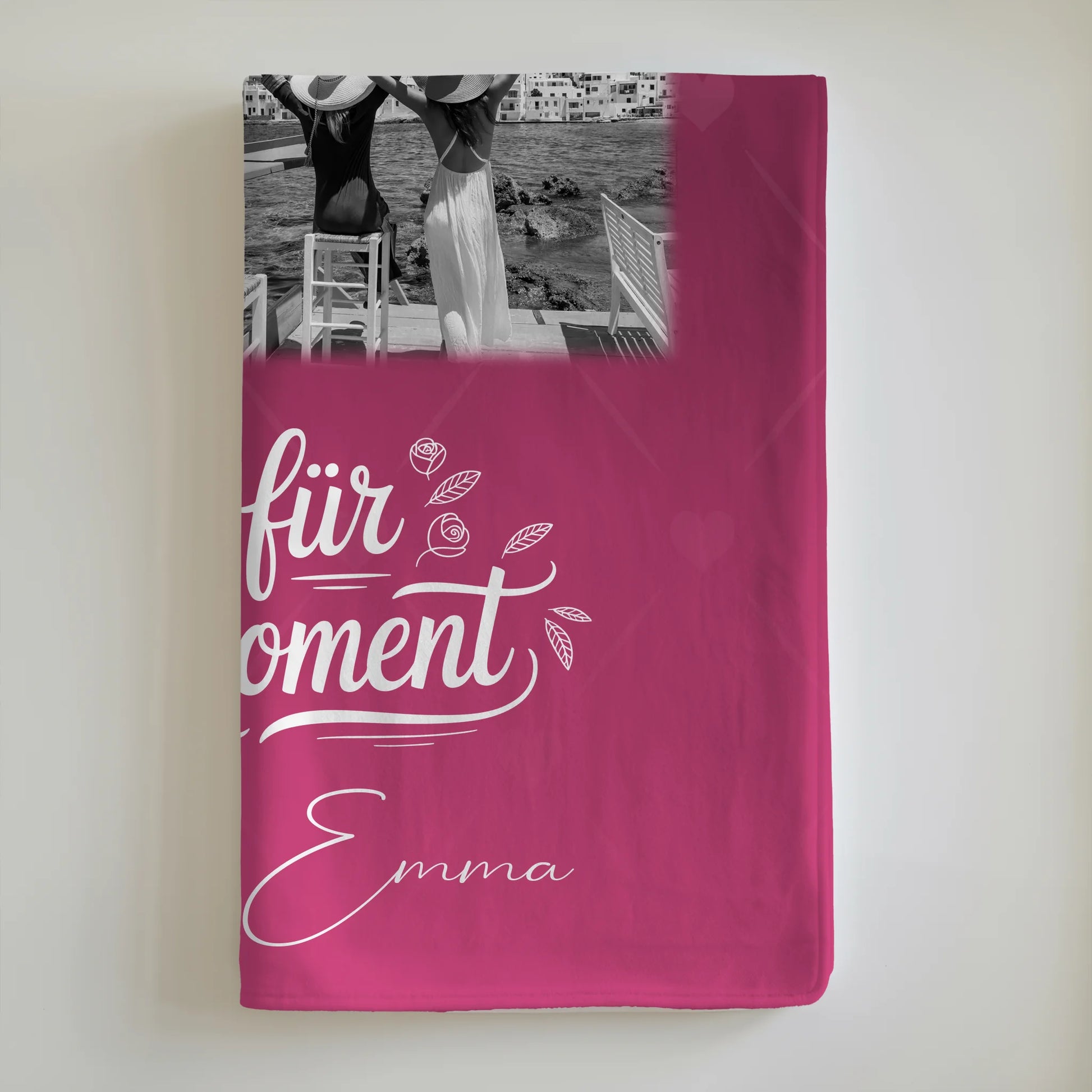 Personalisierte Namensdecke mit 3 Fotos Herz Foto und Karte für einzigartige Geschenke 6