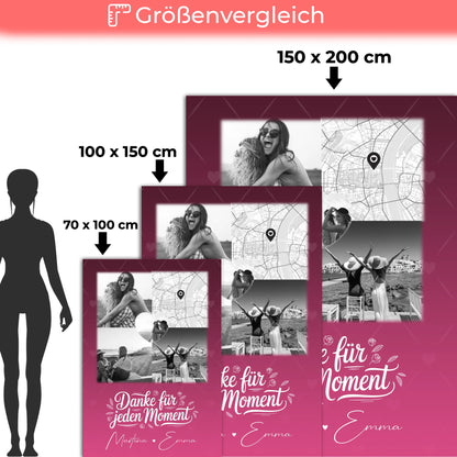 Personalisierte Namensdecke mit 3 Fotos Herz Foto und Karte für einzigartige Geschenke 5