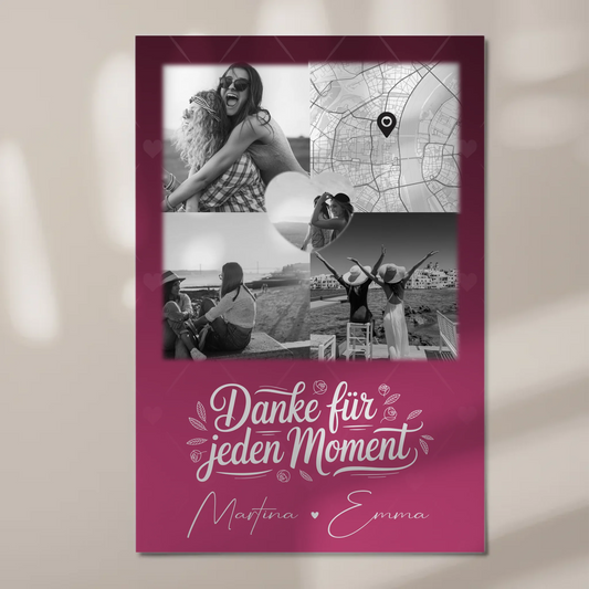 Personalisierte Fotoboard beste Freundin mit 3 Fotos 1 Herz Foto Karte für einzigartige Geschenke 1