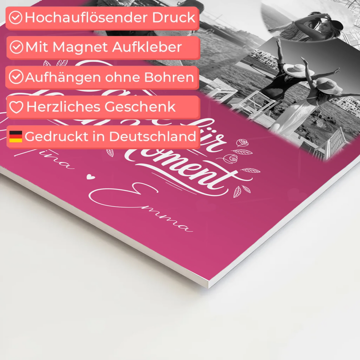 Personalisierte Fotoboard beste Freundin mit 3 Fotos 1 Herz Foto Karte für einzigartige Geschenke 4
