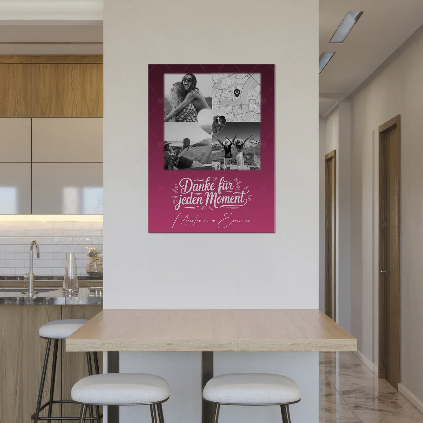 Personalisierte Fotoboard beste Freundin mit 3 Fotos 1 Herz Foto Karte für einzigartige Geschenke 8