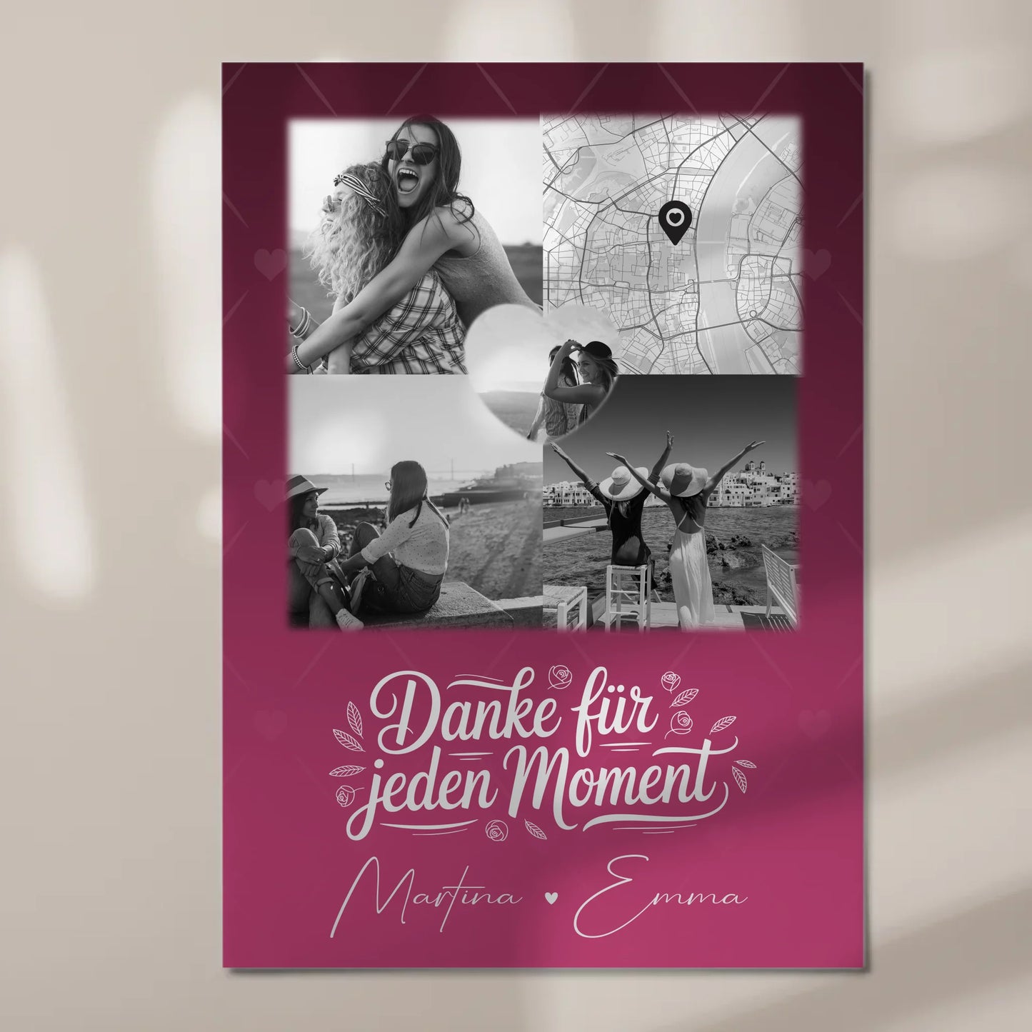 Personalisierte Fotoboard beste Freundin mit 3 Fotos 1 Herz Foto Karte für einzigartige Geschenke 7