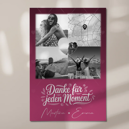 Personalisierte Fotoboard beste Freundin mit 3 Fotos 1 Herz Foto Karte für einzigartige Geschenke