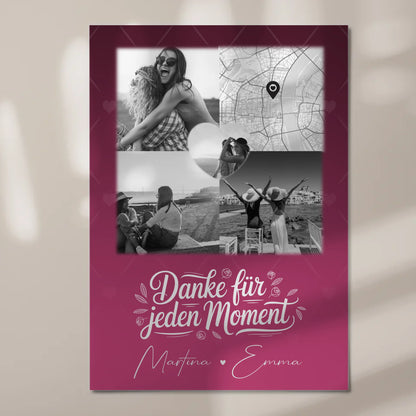 Personalisierte Fotoboard beste Freundin mit 3 Fotos 1 Herz Foto Karte für einzigartige Geschenke