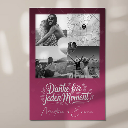 Personalisierte Fotoboard beste Freundin mit 3 Fotos 1 Herz Foto Karte für einzigartige Geschenke