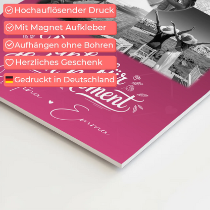 Personalisierte Fotoboard beste Freundin mit 3 Fotos 1 Herz Foto Karte für einzigartige Geschenke