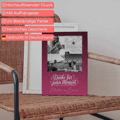 Leinwand Für Beste Freundin Gestalten mit 3 Fotos und Herz Foto Karte personalisiertes Geschenk 5