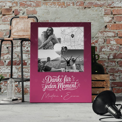 Leinwand Für Beste Freundin Gestalten mit 3 Fotos und Herz Foto Karte personalisiertes Geschenk 4