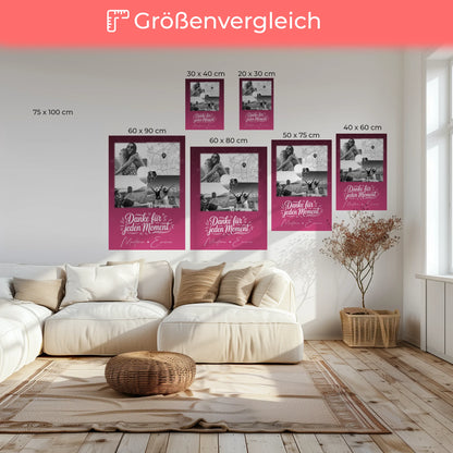 Leinwand Für Beste Freundin Gestalten mit 3 Fotos und Herz Foto Karte personalisiertes Geschenk 6