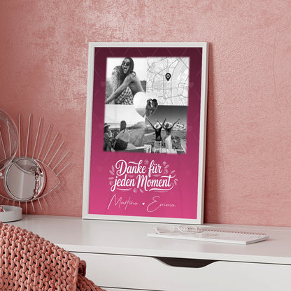 Karten Poster Personalisiert mit 3 Fotos und 1 Herz Foto und Karte als Geschenkidee