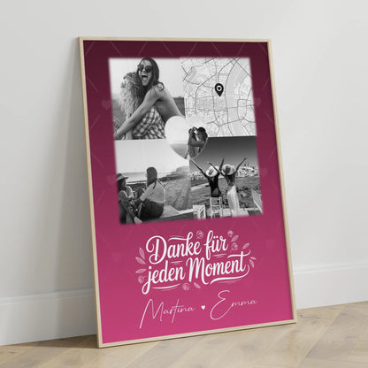 Karten Poster Personalisiert mit 3 Fotos und 1 Herz Foto und Karte als Geschenkidee