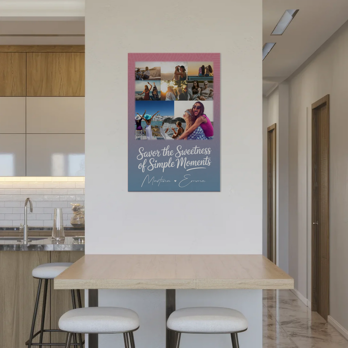 Personalisierte Fotogeschenk beste Freundin mit 8 Fotos und 1 Herz Foto individuell gestaltet