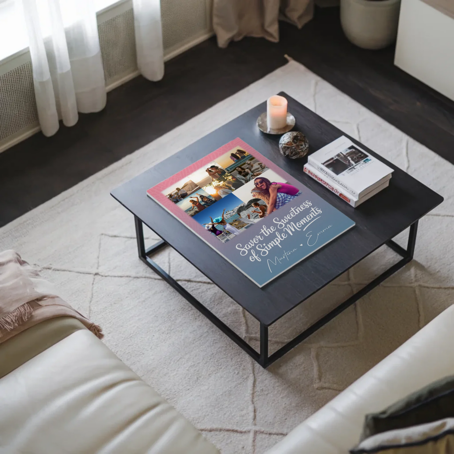 Personalisierte Fotogeschenk beste Freundin mit 8 Fotos und 1 Herz Foto individuell gestaltet