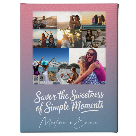 Personalisierte Beste Freundin Leinwand mit 8 Fotos und 1 Herz Foto Geschenkidee 1