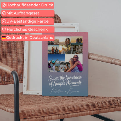 Personalisierte Beste Freundin Leinwand mit 8 Fotos und 1 Herz Foto Geschenkidee 5