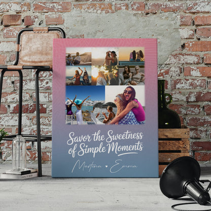 Personalisierte Beste Freundin Leinwand mit 8 Fotos und 1 Herz Foto Geschenkidee 4