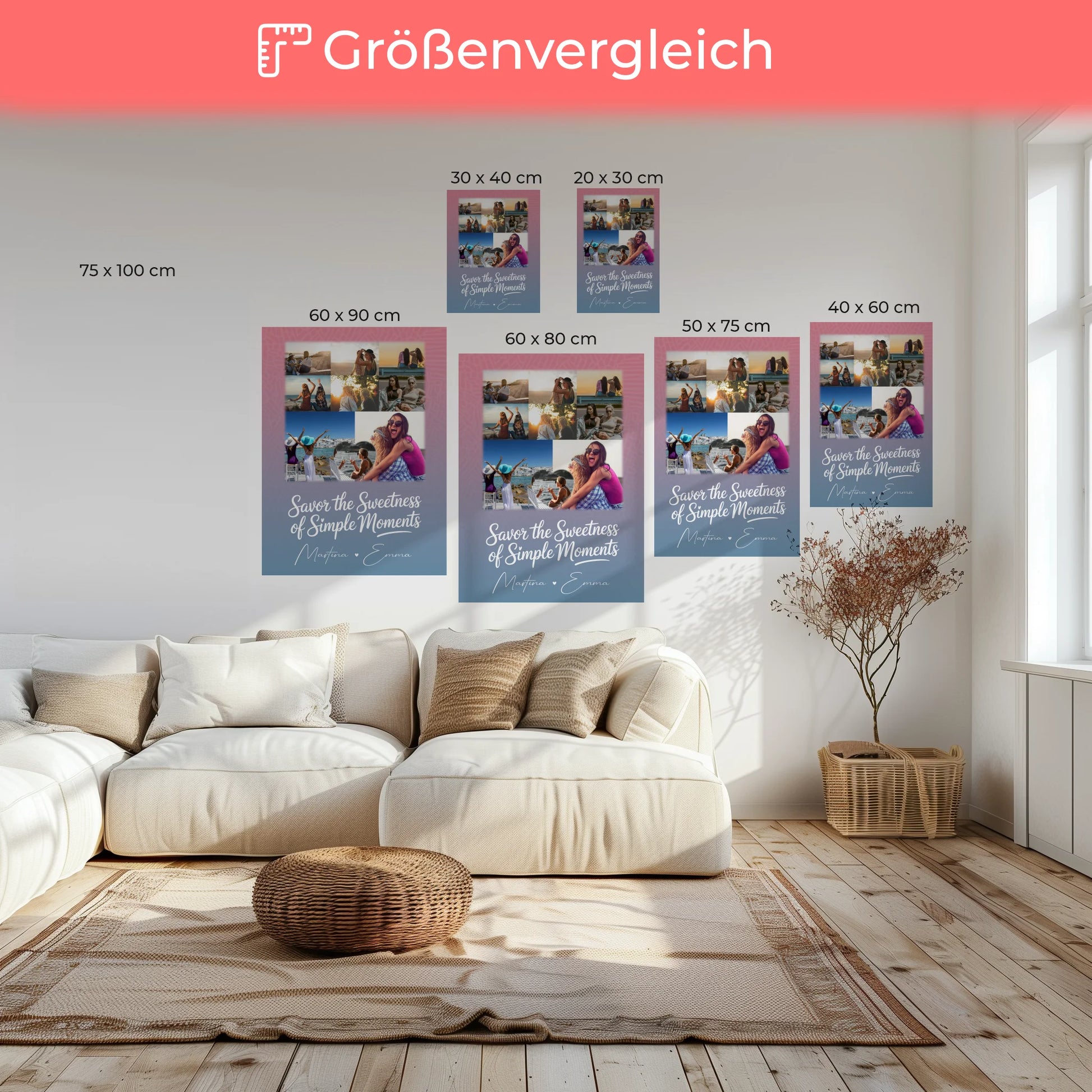 Personalisierte Beste Freundin Leinwand mit 8 Fotos und 1 Herz Foto Geschenkidee 6