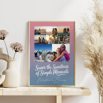 Beste Freundin Poster Personalisiert als Geschenkidee mit 8 Fotos & 1 Herz Foto