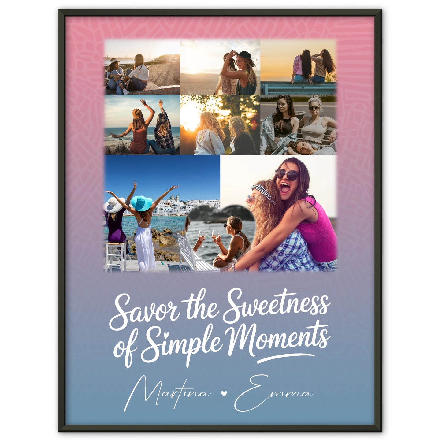 Beste Freundin Poster Personalisiert als Geschenkidee mit 8 Fotos & 1 Herz Foto