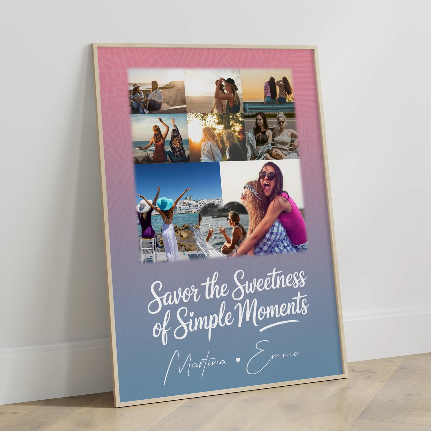 Beste Freundin Poster Personalisiert als Geschenkidee mit 8 Fotos & 1 Herz Foto