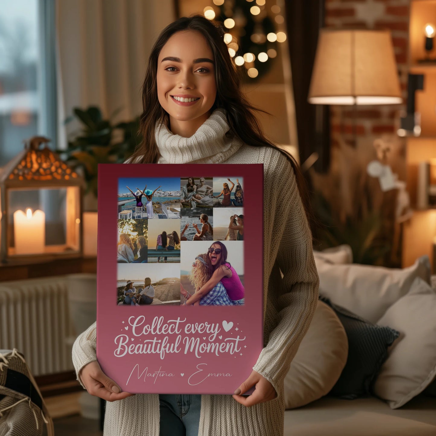 Personalisierte Leinwand für beste Freundin mit 9 Fotos – Individuelles Geschenk 2